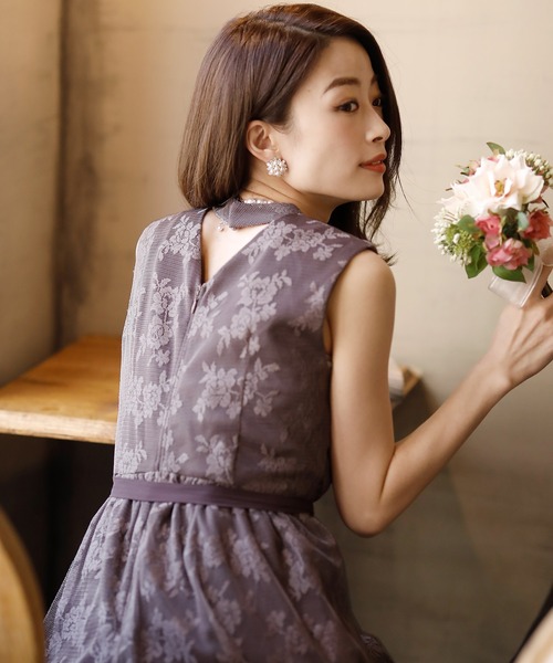 「PourVous」 ノースリーブワンピース M ブルーグレー レディース_画像6