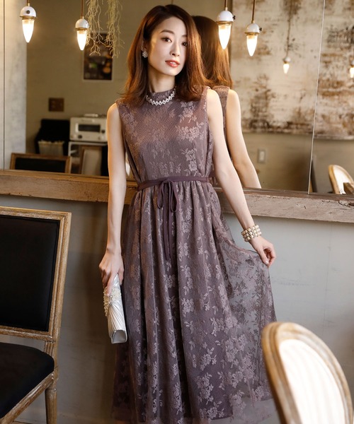 「PourVous」 ノースリーブワンピース M ブルーグレー レディース_画像9