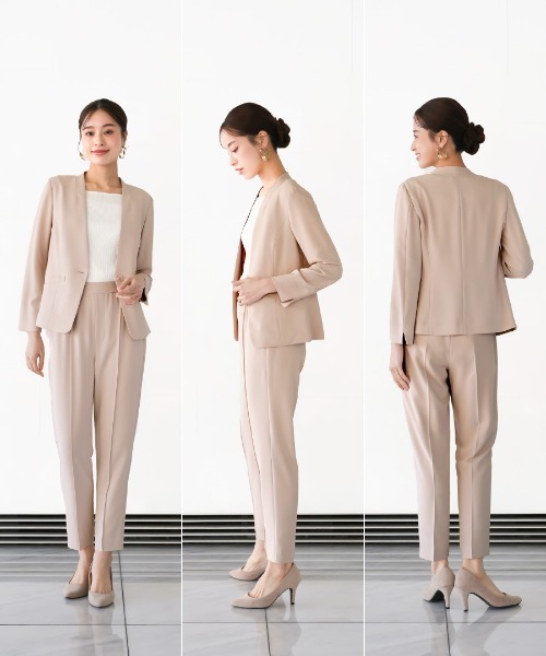 「WHITE JOOLA」 ノーカラージャケット S ベージュ レディース_画像9
