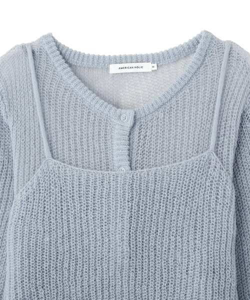 「AMERICAN HOLIC」 ニットアンサンブル L サックスブルー レディース_画像6