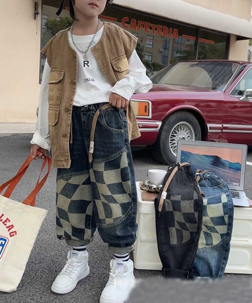 「aimoha」 「KIDS」デニムパンツ 110 ネイビー キッズ_画像5