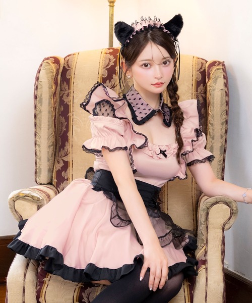 Tika（ティカ） コスプレ コスプレ ネコ アニマル メイド 黒猫 フリル