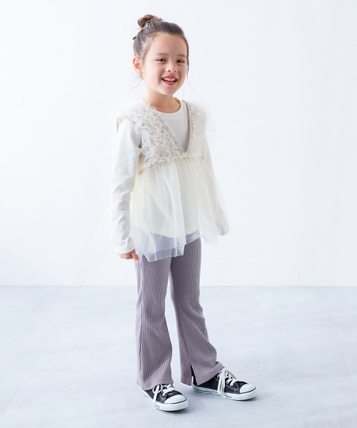 devirock（デビロック） パンツ すらっと脚長 リブフレアパンツ キッズ