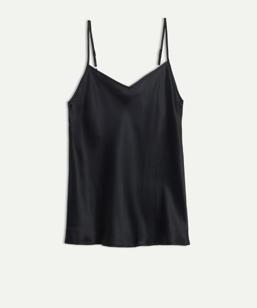 intimissimiシルクVネック トップス キャミソールSブラック Intimissimi インナーシャツ 肌着 シルクサテン Vネック