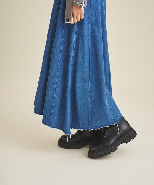 GRACE CLASS スカート 「オンライン限定」フレア切替マキシスカート