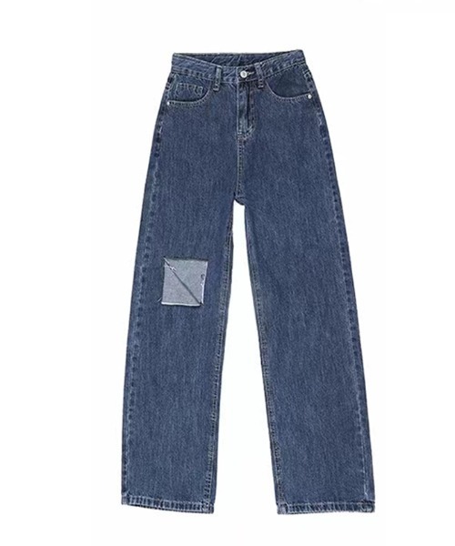 ジーンズ デニム デニムパンツ ダメージ加工ストレートデニム