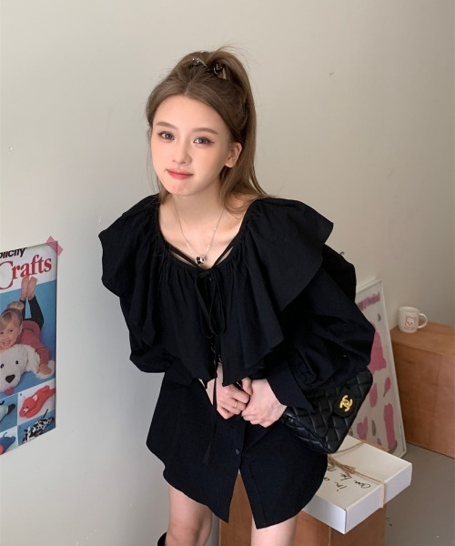 SUITROOM★フリルワンピース 夏ブラウス チューニック ce016-28001-01b.jpg?basethum=225