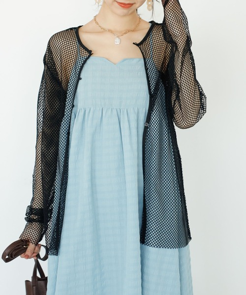 【未使用】2wayメッシュカーディガン Green Parks｜・ELENCARE DUE 2wayメッシュカーディガン