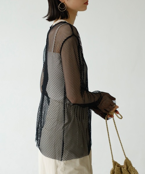 【未使用】2wayメッシュカーディガン Green Parks｜・ELENCARE DUE 2wayメッシュカーディガン