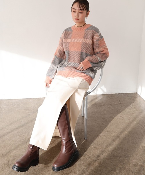 【COMMEdesGARCONSrobedechambre】AD2000 RN-040200 ドット×チェック長袖ニットセーター COMME des GARCONS - 【COMMEdesGARCONSrobedechambre】AD2000 RN