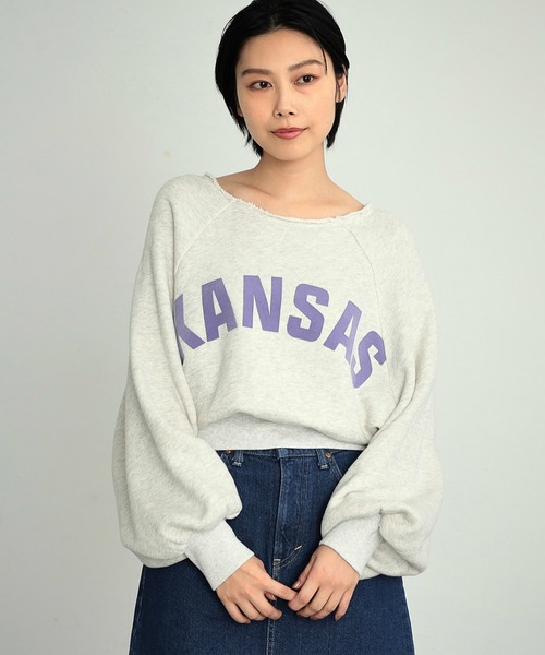 トレーナー スウェット 「クロップド」「親子」ラグラン 前後２WAY パフスリーブ スエット レディース Lee トレーナー スウェット 「クロップド」「親子」ラグラン