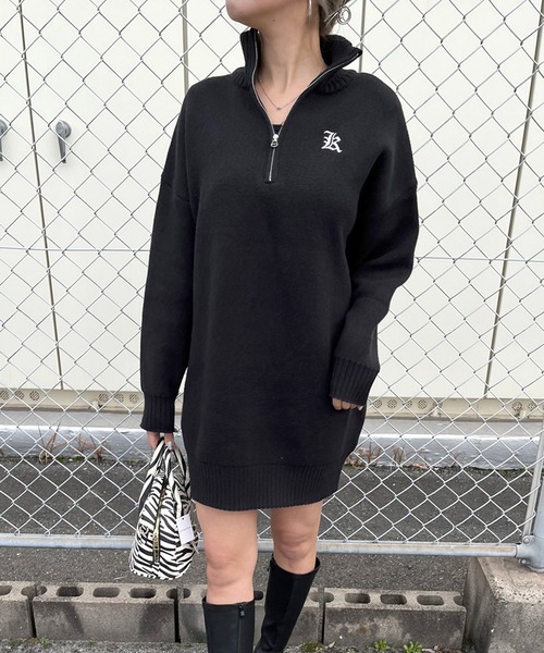 non-hedge（ノンヘッジ） ワンピース ジップハイネックニットミニ丈