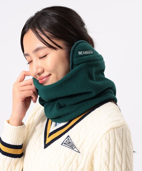 BEAMS ネックウォーマー スヌード　ブルー系　羊毛100％　美品 BEAMS GOLF（ビームス ゴルフ） ネックウォーマー スヌード BEAMS GOLF