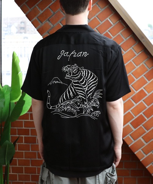 ヒューストン　スカシャツ　スーベニアシャツ　虎柄　XL 黒　開襟 HOUSTON シャツ スーベニアシャツ(TIGER) メンズ レディース