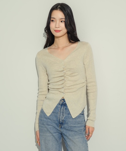 フロントギャザートップ SLY tシャツ FRONT GATHER ZIP TOPS フロント ギャザー ジップ