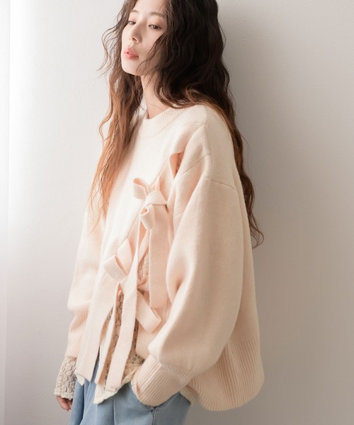 sheller リボン付きニットセーター sheller リボン付きニットセーター