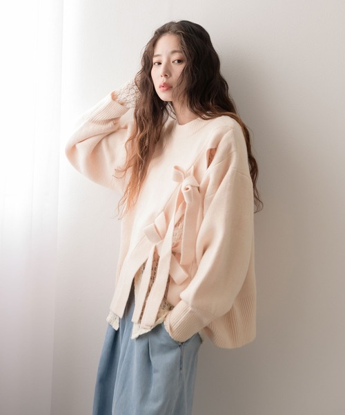 rectangle（レクタングル） ニット セーター Wリボンスリットニット