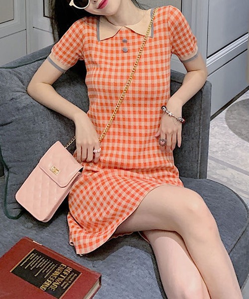 Dewlily ワンピース 夏 半袖 チェック柄ミニワンピース : ZOZOTOWN