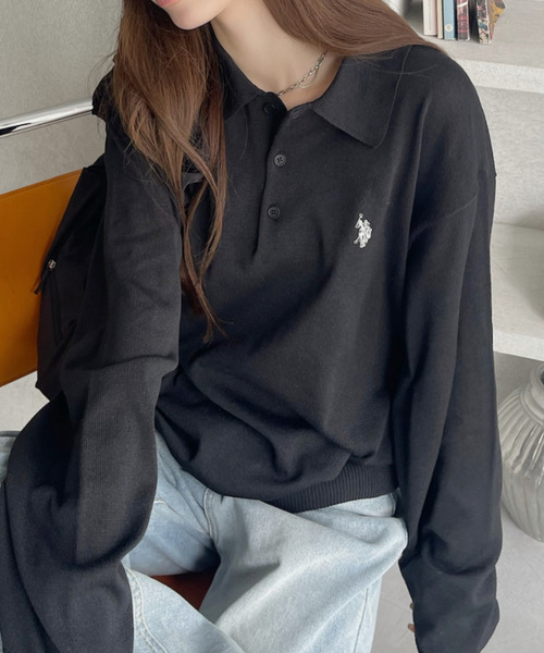 ポロシャツ ポロ 「Ada.別注 U.S. POLO ASSN」ケーブル 長袖 ニット ポロシャツ レディース U.S. POLO ASSN. ポロシャツ ポロ /ユーエスポロアッスン Ada