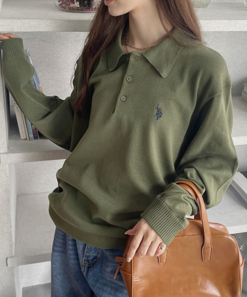 ポロシャツ ポロ 「Ada.別注 U.S. POLO ASSN」ケーブル 長袖 ニット ポロシャツ レディース U.S. POLO ASSN. ポロシャツ ポロ /ユーエスポロアッスン Ada