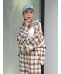 Ungrid - ungrid【未使用に近い】チェックロングシャツガウン★TODAYFUL Ungrid ブラウス シャツ サイドスリットチェックシャツ