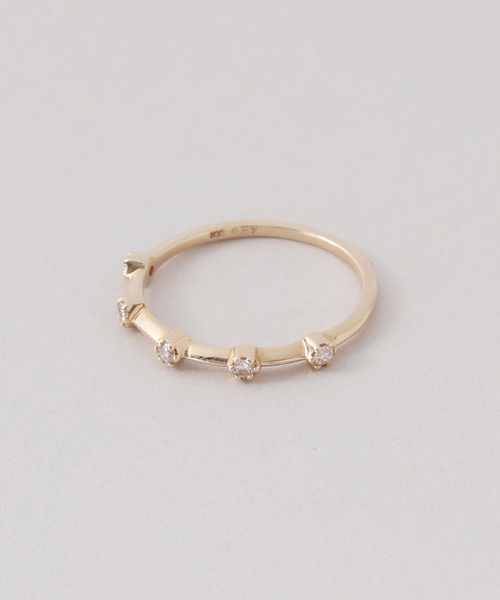 K10 五角形リング　ピンキーリング　4〜5号 PYTHON KNOT PINKIE RING(2JR0518)K10 ピンキーリング｜スター
