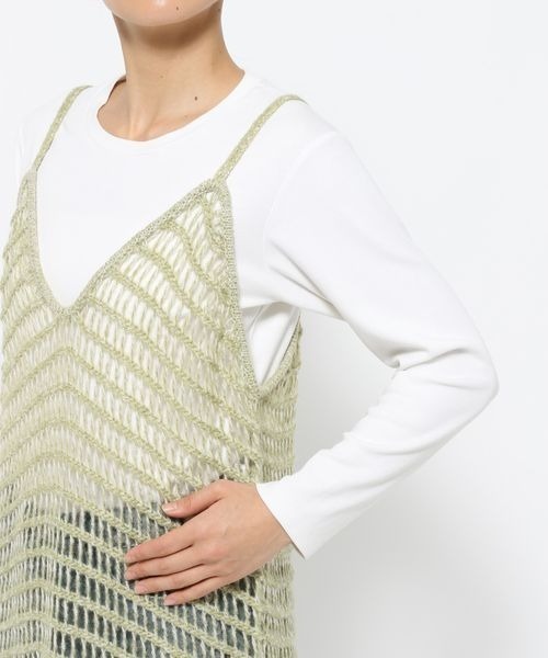 美品 ローリーズファーム ニットワンピース ノースリーブ 綿 カジュアル 涼しげ LOWRYS FARM ワンピース ニットキャミワンピース 150225