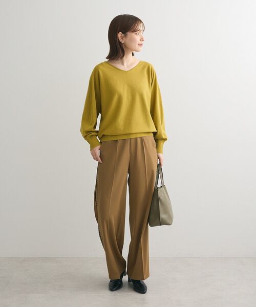 Green Parks ニット 洗える Vネックドルマンニットプルオーバー 