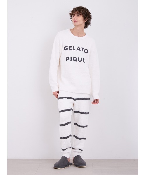 ジェラートピケパウダーロゴジャガードプルオーバー&ロングパンツセット