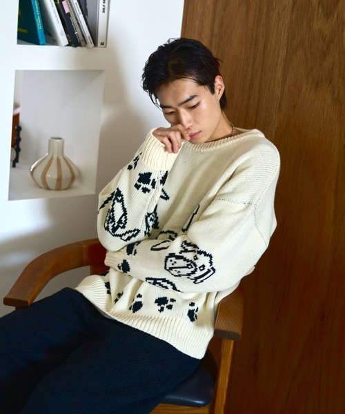 Camphor wood セーター ニット low gauge reversible dog sweater