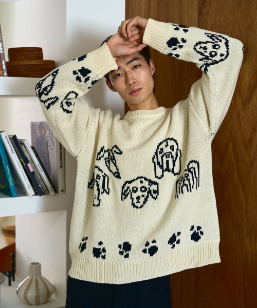 Camphor wood セーター ニット low gauge reversible dog sweater