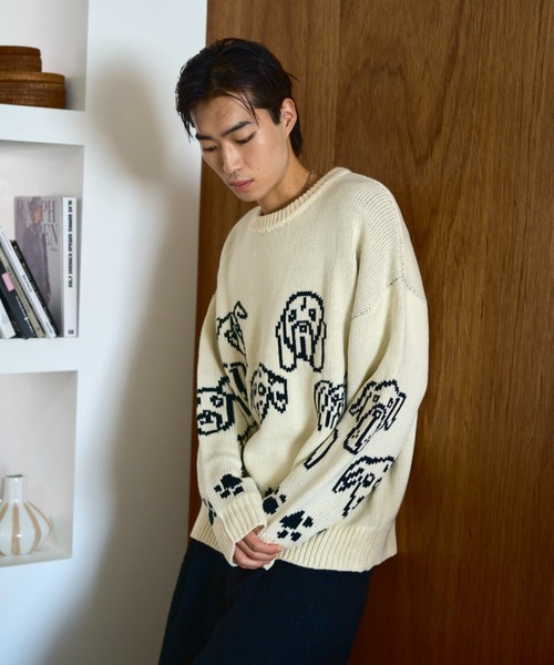 Camphor wood セーター ニット low gauge reversible dog sweater