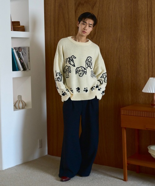 Camphor wood セーター ニット low gauge reversible dog sweater