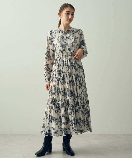 USA 40s アンティーク ワンピース 花柄 総柄 プリーツ Susan Freis USA製ヴィンテージプリーツワンピース 総柄希少