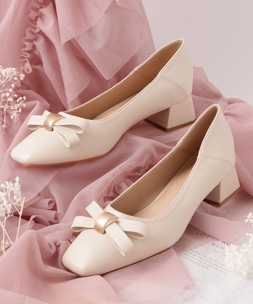 Lace Ladies（レースレディース） パンプス レザー調 クロスリボン