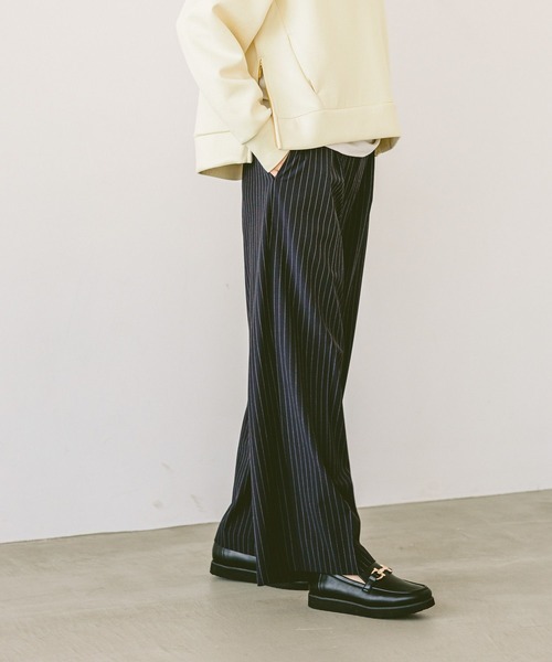 値下！stripes for creative 2WAY ワイドシルエットパンツ 3size／3color 】2WAYドロストサイドラインルーズトラック