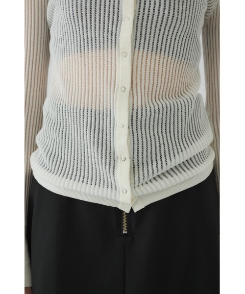 RIM.ARK カーディガン Sheer ribbed hoodie シアーリブフーディー