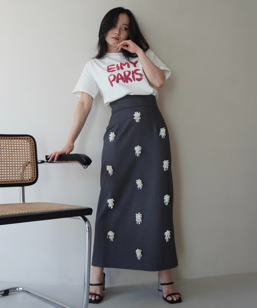 eimy istoire スカート ビジュー刺繍タイトスカート : ZOZOTOWN