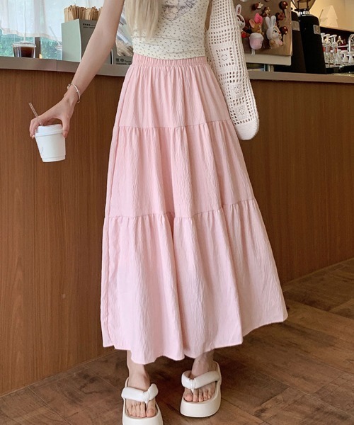 Sally Lunn スカート リンクルテクスチャーティアードスカート
