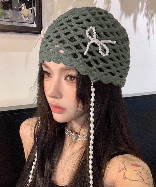 【リボンでときめく大人可愛さ♪】CHANEL ニットキャップ 春新作 リボンモチーフ 紐付き[品番：JP000006683]｜LOVERS