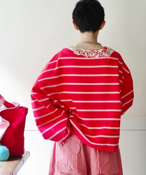 journal standard luxe モックネック ボーダー tシャツ ドライ