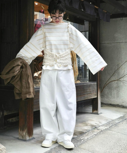 journal standard luxe モックネック　ボーダー　tシャツ JOURNAL STANDARD LUXE tシャツ ボーダー ボートネックプル