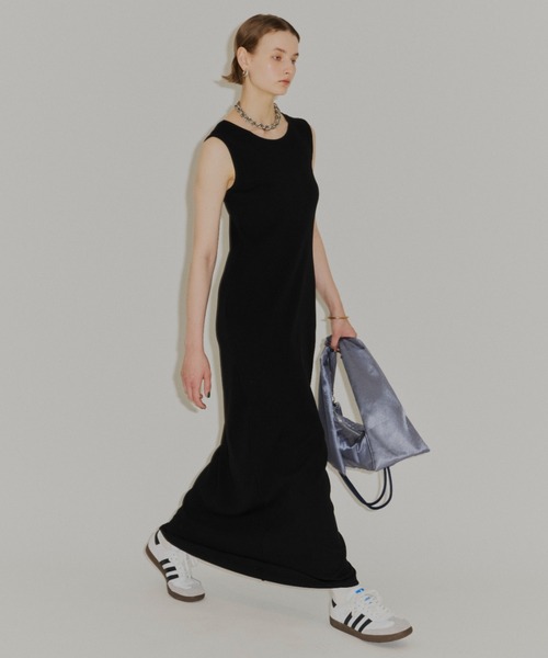 [NEW] シヌーン★Eyelet Ribbon Dress★スリーブレス ドレス ワンピース 2way U-neck sleeve dress / 2wayUネックスリーブ