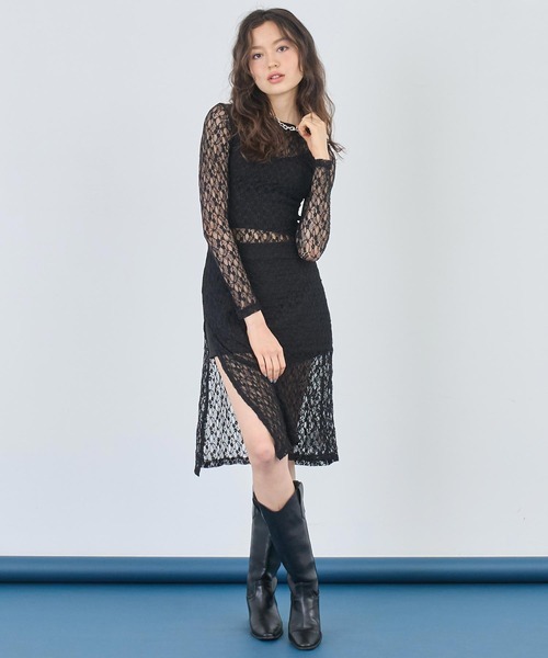 ANAP ワンピース レースロングワンピース 長袖 : ZOZOTOWN Yahoo