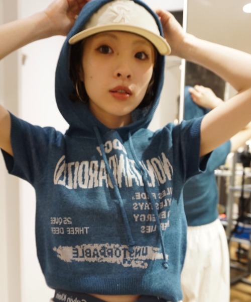 JEANASIS ニット セーター 「25quee」ロゴニットフーディSS