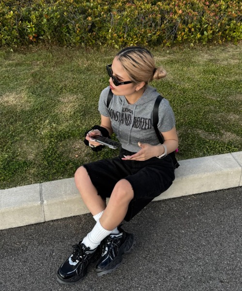 JEANASIS ニット セーター 「25quee」ロゴニットフーディSS
