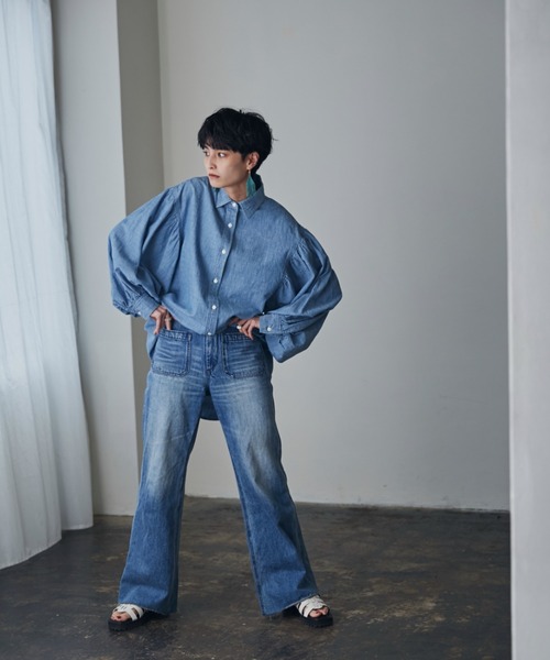 GENE HEAVENS 長袖シャツ GENE HEAVENS 「GENE HEAVENS」 長袖シャツ ONE SIZE ブルー