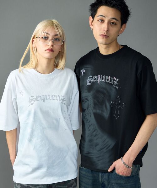 SEQUENZE tシャツ 「SEQUENZ（シークエンズ）」LOGO RHINE STONE