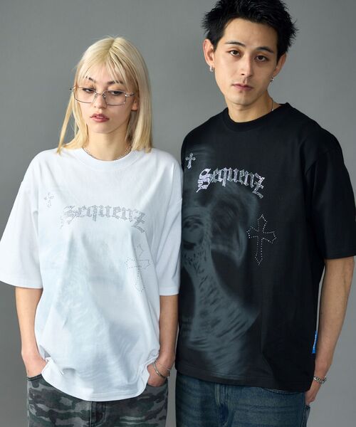 SEQUENZE tシャツ 「SEQUENZ（シークエンズ）」LOGO RHINE STONE