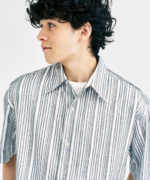 ÉDIFICE ストライプ シャツ L 417 EDIFICE シャツ プリーツ ストライプ メンズ : ZOZOTOWN